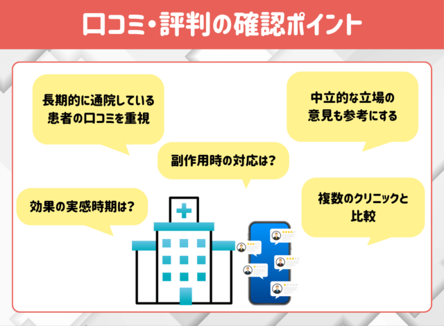 AGA治療のクリニック選びで口コミ・評判を確認する際のポイント