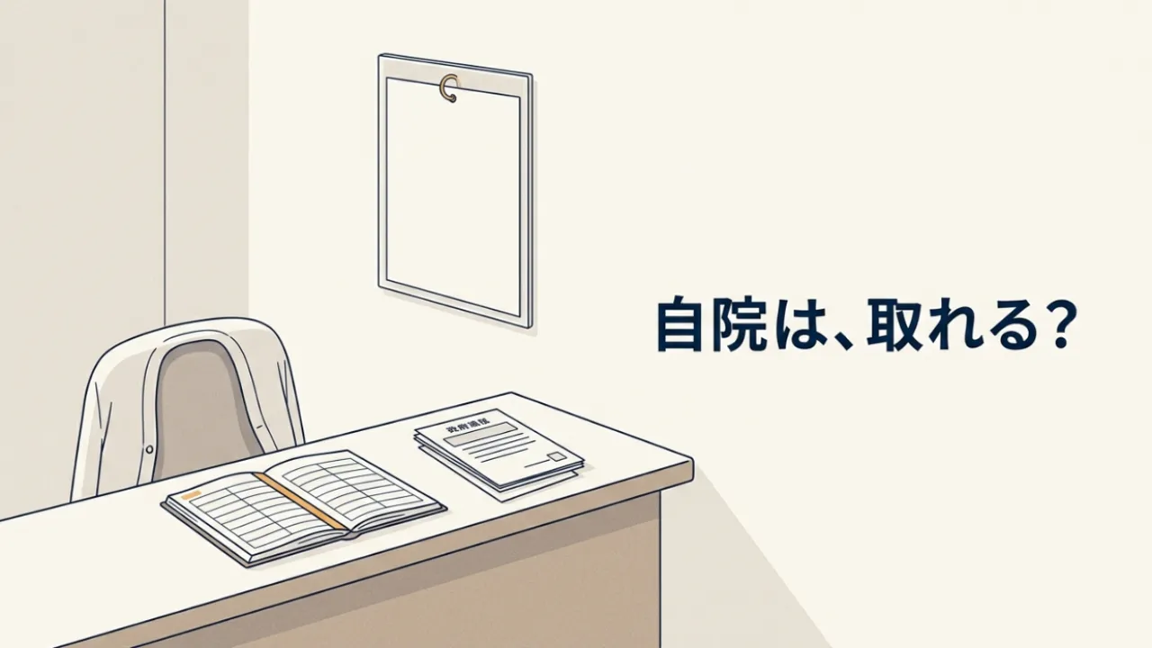 受付イラスト「自院は、取れる?」